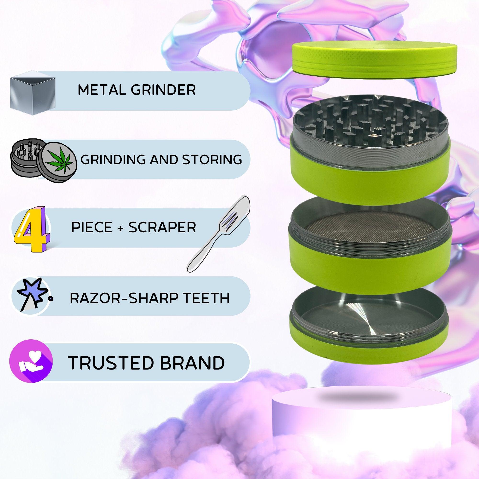 Metal Weed Grinder | Yellow grinder, fine cannabis grinder, Cool weed accessories, Big Herb grinder, Green grinder, 4 pieces grinders, girly