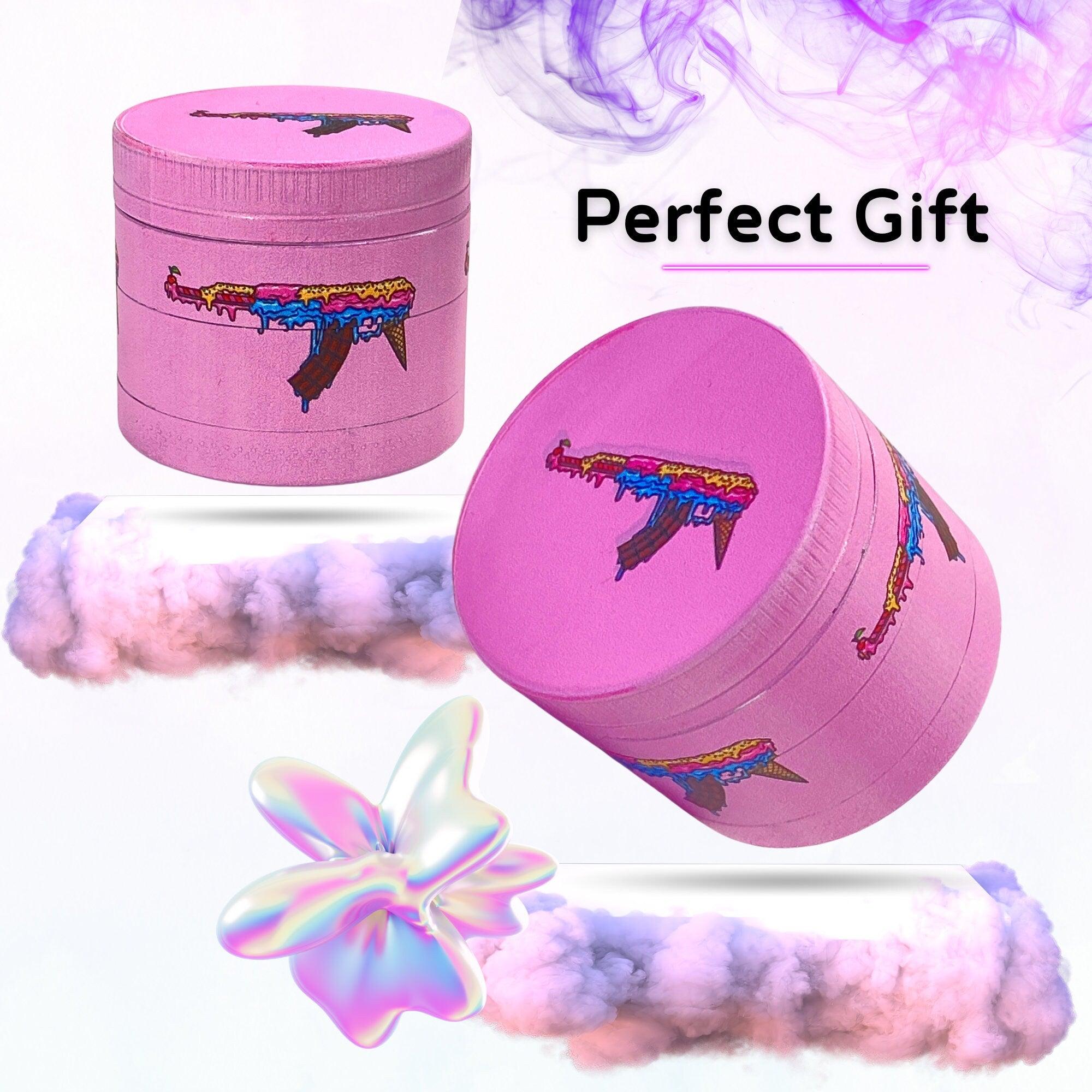 Candy Gun Weed Grinder | Cannabis grinder, weed accessories, 4 piece grinder, metal grinder, Cute Pink grinder, Herb Girly, grinder AK-47