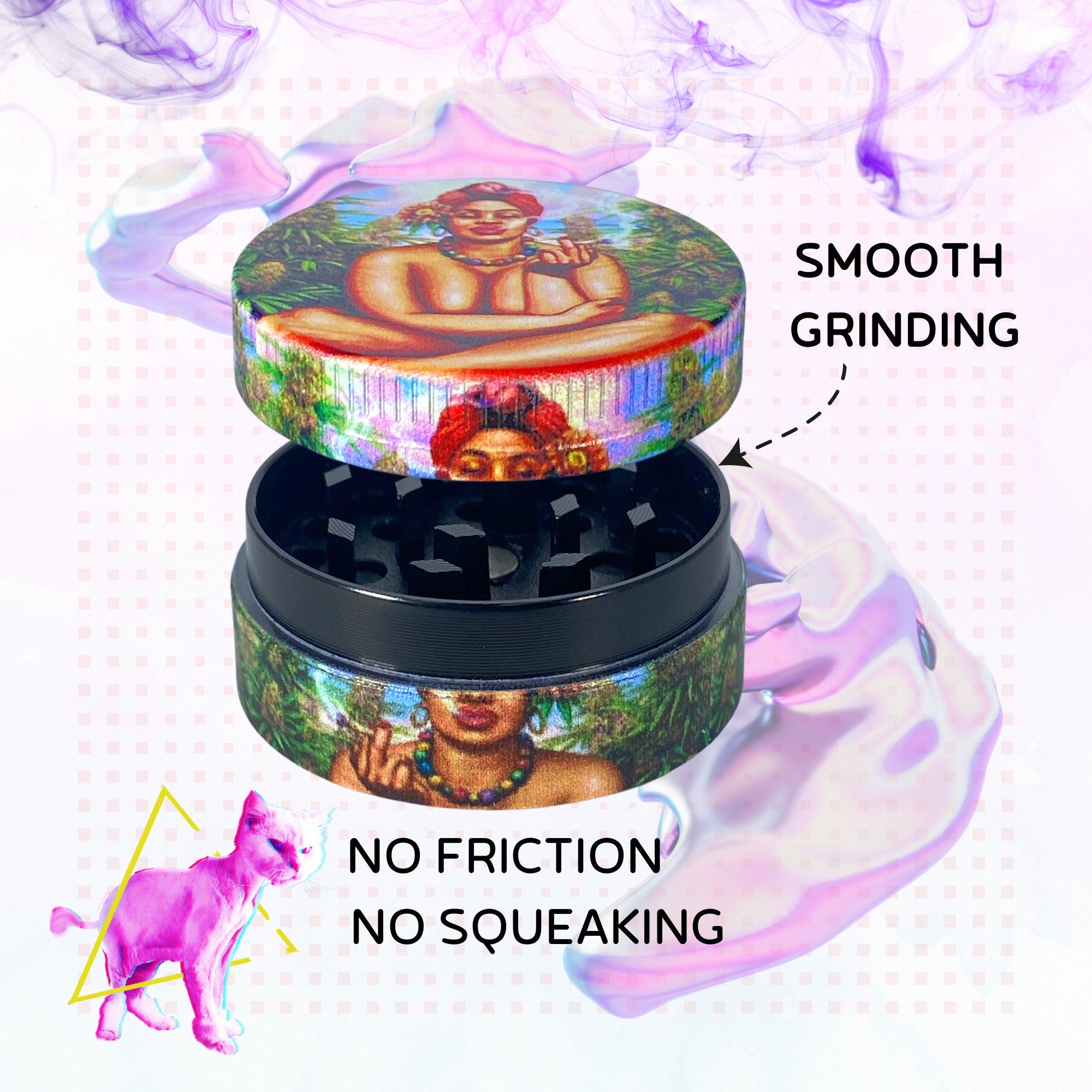 Weed Grinder | African Cool Funny, Men marijuana, cannabis grinders, accessories, 4 piece,fine cannabis, Frida Kahlo, Trippy Herb Girly bong