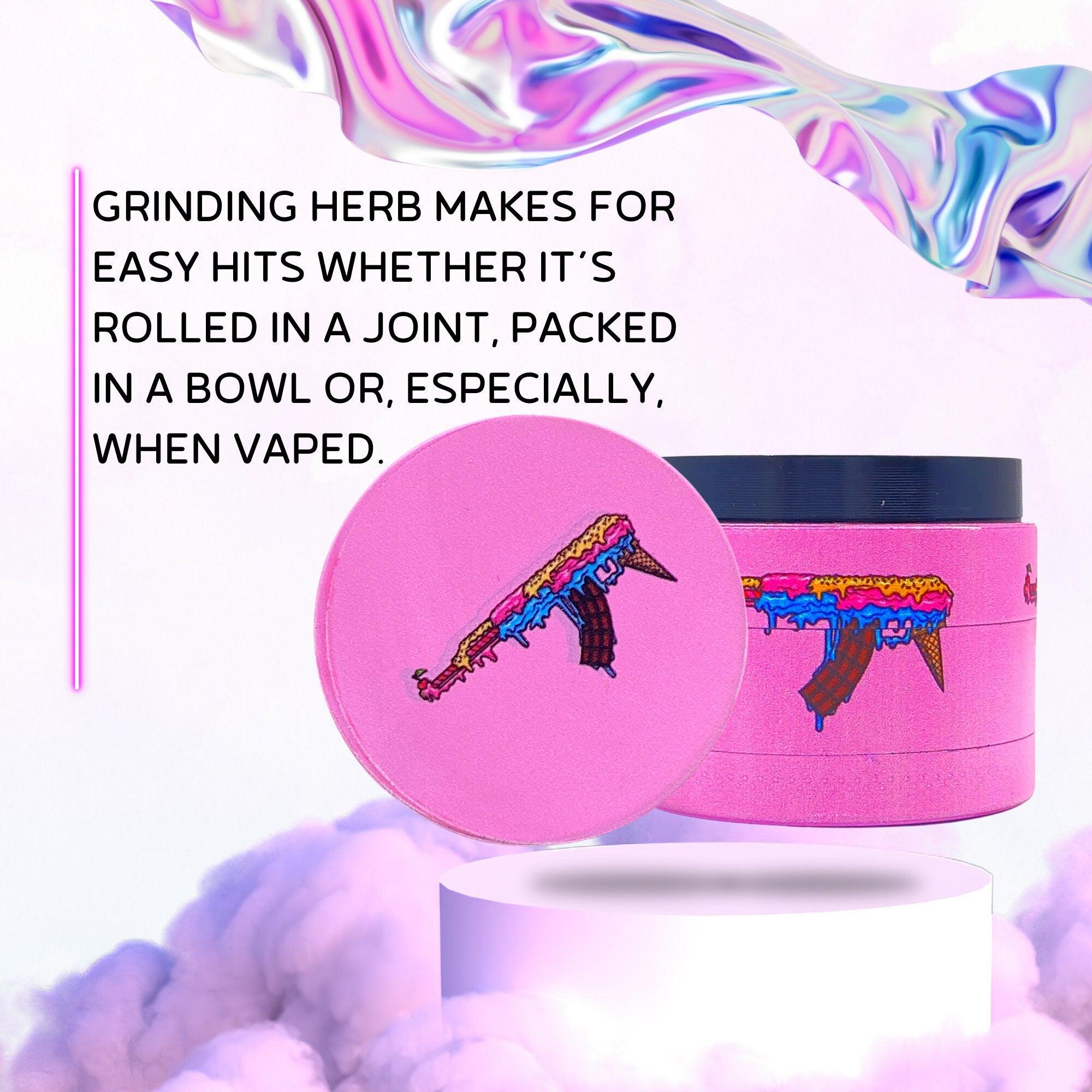 Candy Gun Weed Grinder | Cannabis grinder, weed accessories, 4 piece grinder, metal grinder, Cute Pink grinder, Herb Girly, grinder AK-47