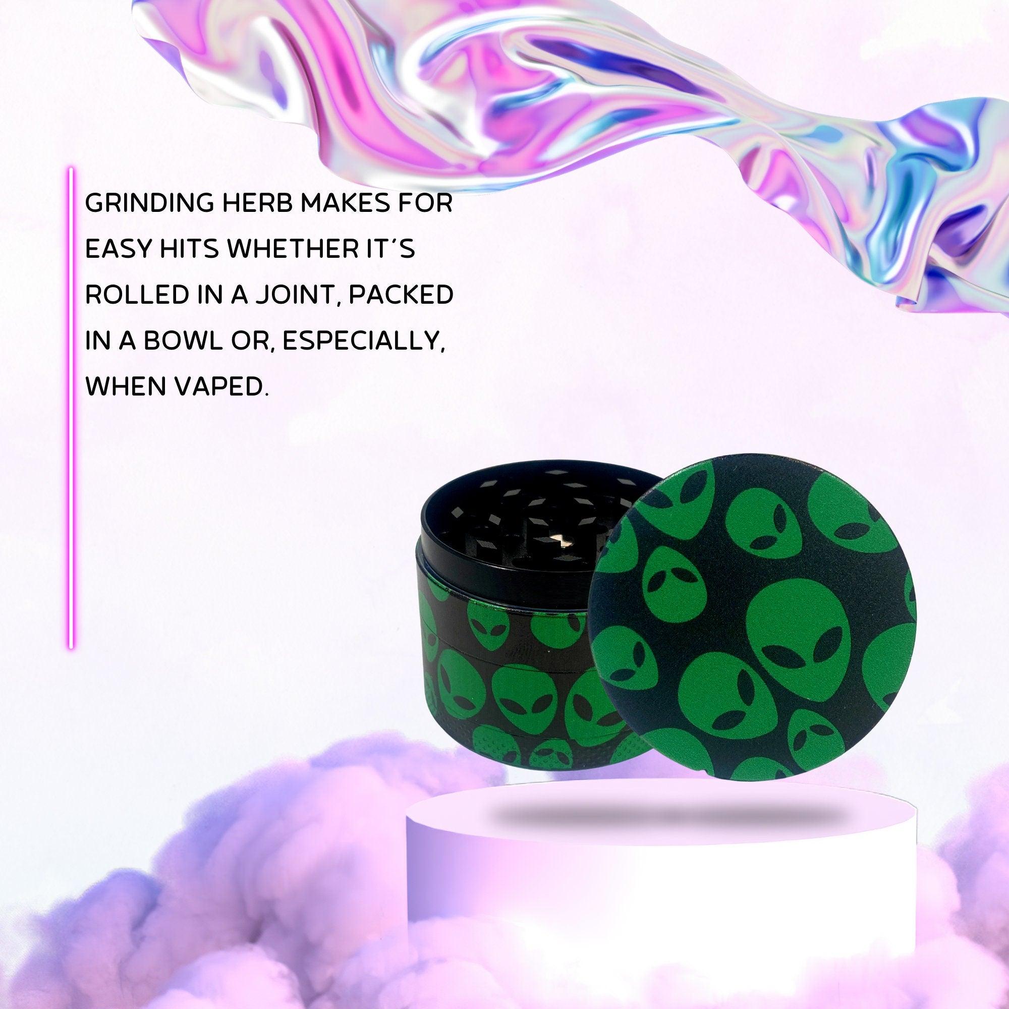 Alien Weed Grinder | Funny cannabis grinders, weed accessories, 4 piece grinder, metal grinder, cannabis, Space Psychedelic Trippy Girly Man