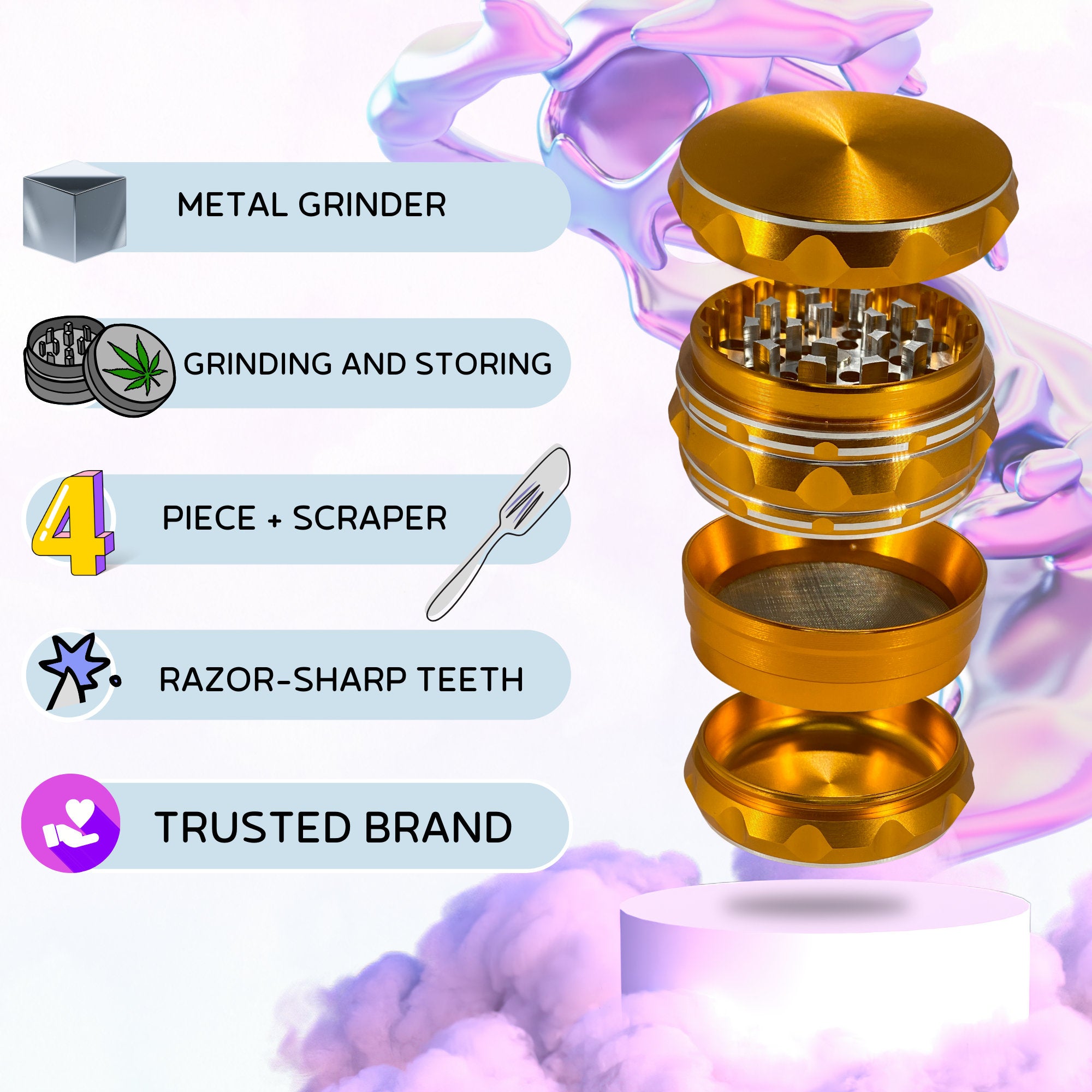 Premium Weed Grinder | Gold grinder, cannabis grinders, Best friend gift, Big Herb grinder, Strong grinder, 4 pieces grinders, stoner gift