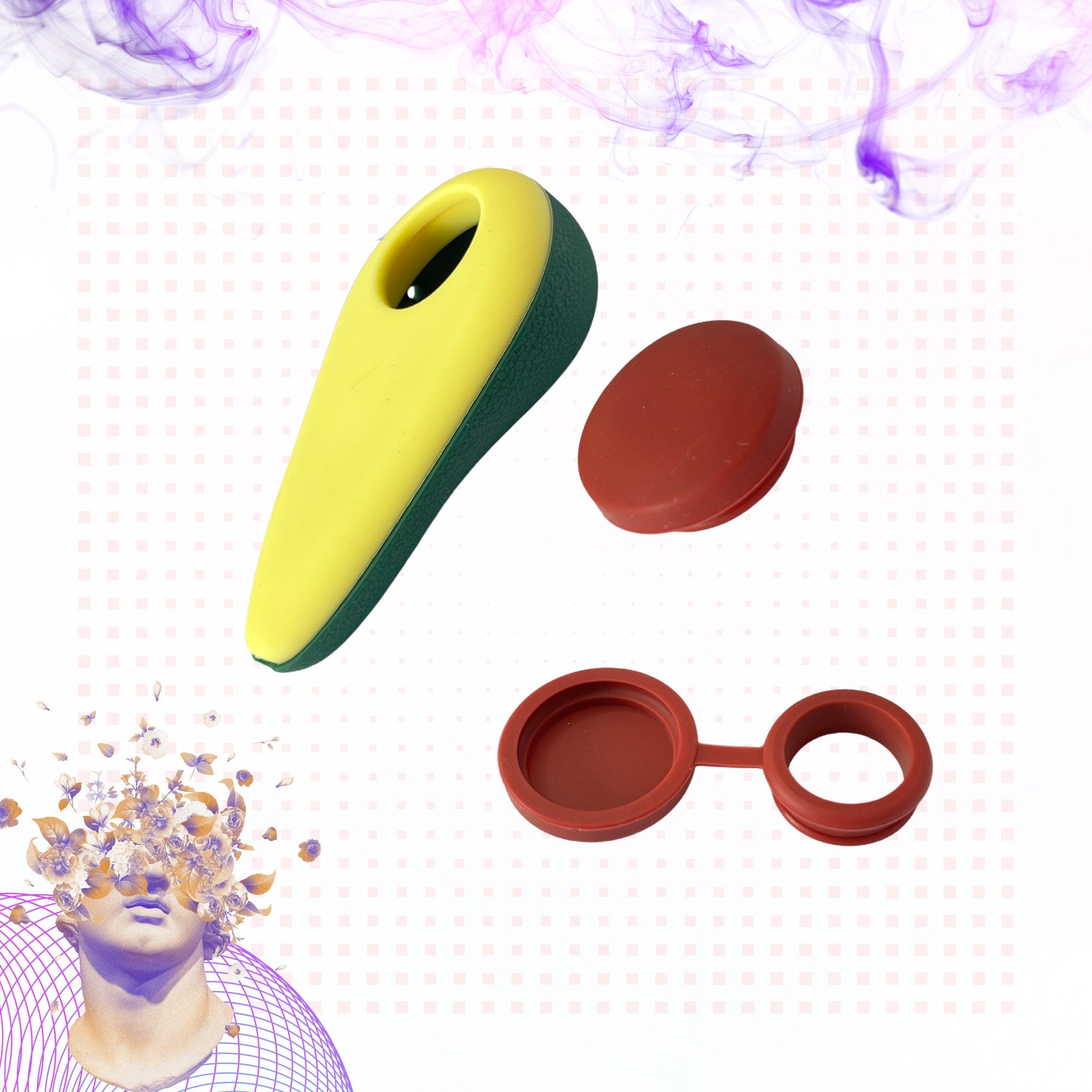 Avocado Silicone Pipe: Unbreakable Collectible Pipe, Cute Smoking Pipe, Glass Bowl Pocket Size Pipe, Girly Pipe, 420 Cool Pipe, smoking bowl